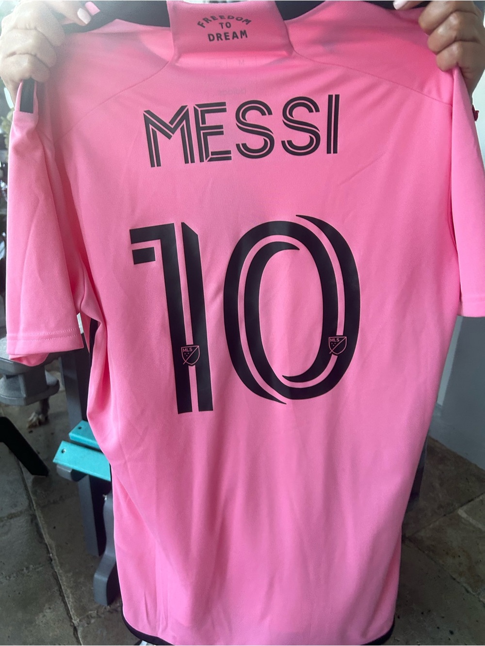 adidas Pink Soccer Jersey with Black Accents. New